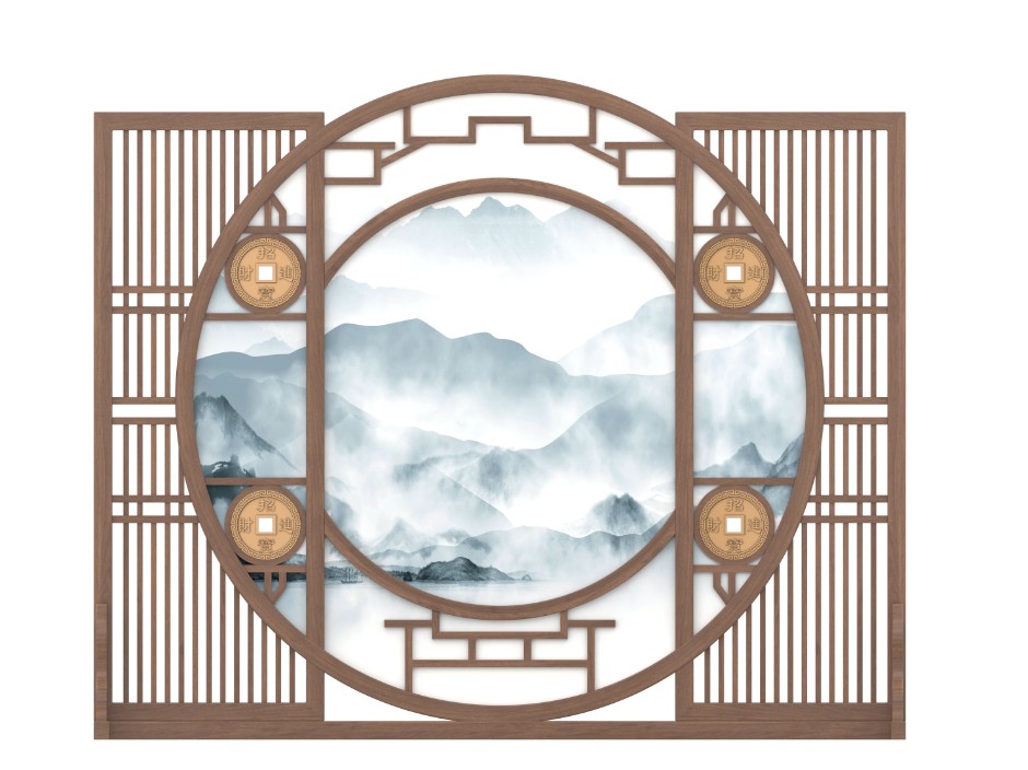 北美黑胡桃四方来财屏风Y0108-A18-1
