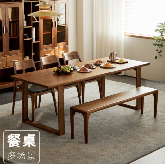 北美黑胡桃大道大板桌-斜边1.8米Y070-HA38【厚4公分】【拼板6拼内】【全原木】